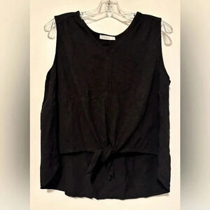 Karlie black tie front sleeveless blouse tank top size L
